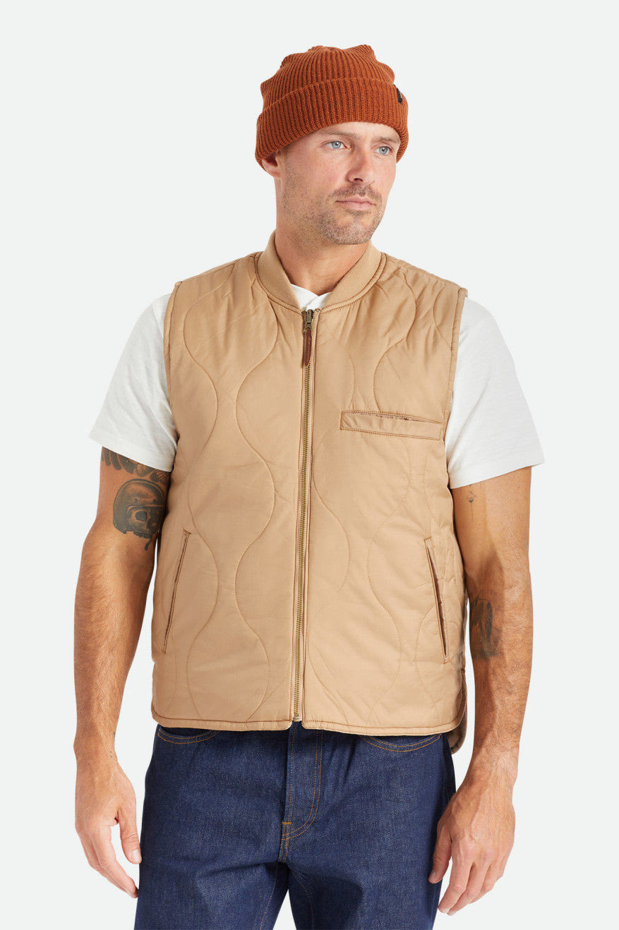 Chaquetas Brixton Abraham Reversible Vest Hombre Beige | MCOU52347