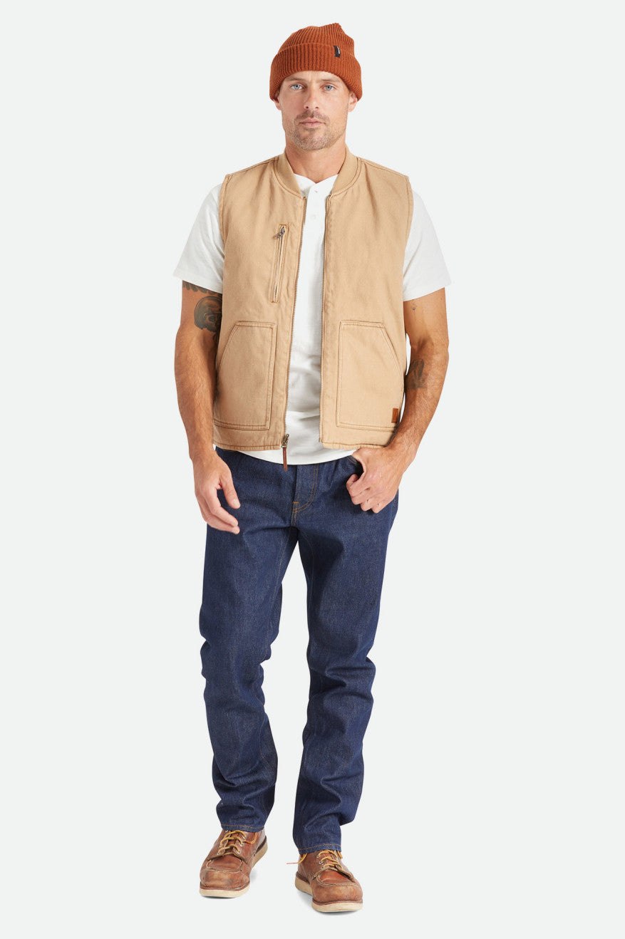 Chaquetas Brixton Abraham Reversible Vest Hombre Beige | MCOU52347