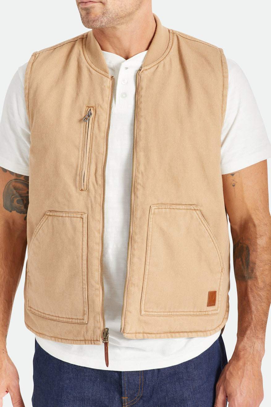 Chaquetas Brixton Abraham Reversible Vest Hombre Beige | MCOU52347