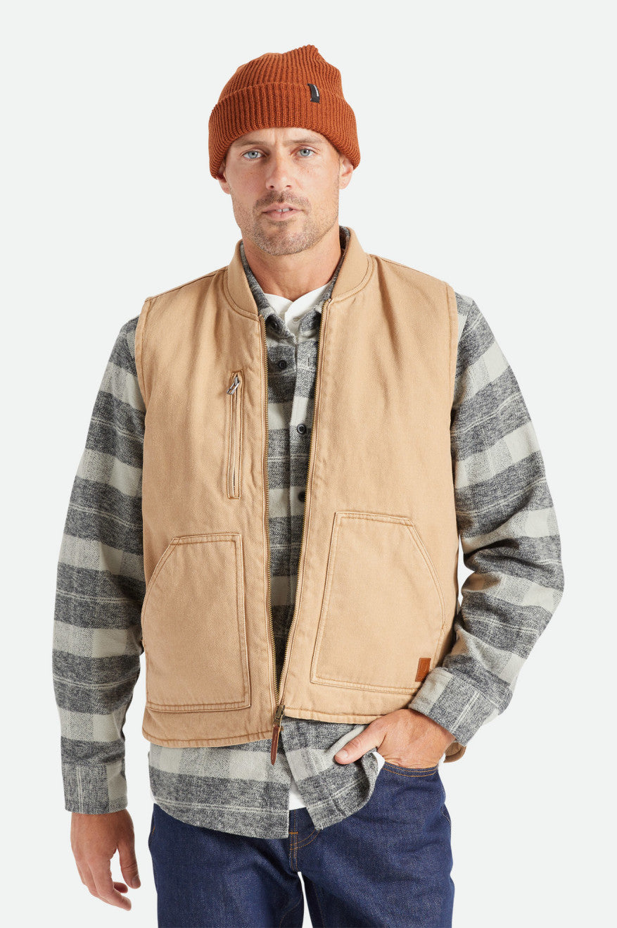 Chaquetas Brixton Abraham Reversible Vest Hombre Beige | MCOU52347