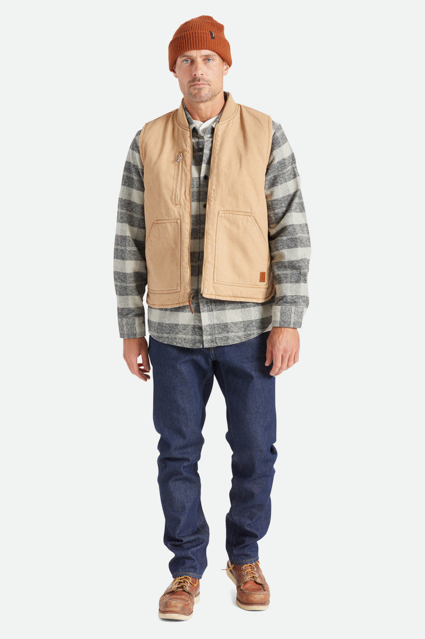 Chaquetas Brixton Abraham Reversible Vest Hombre Beige | MCOU52347