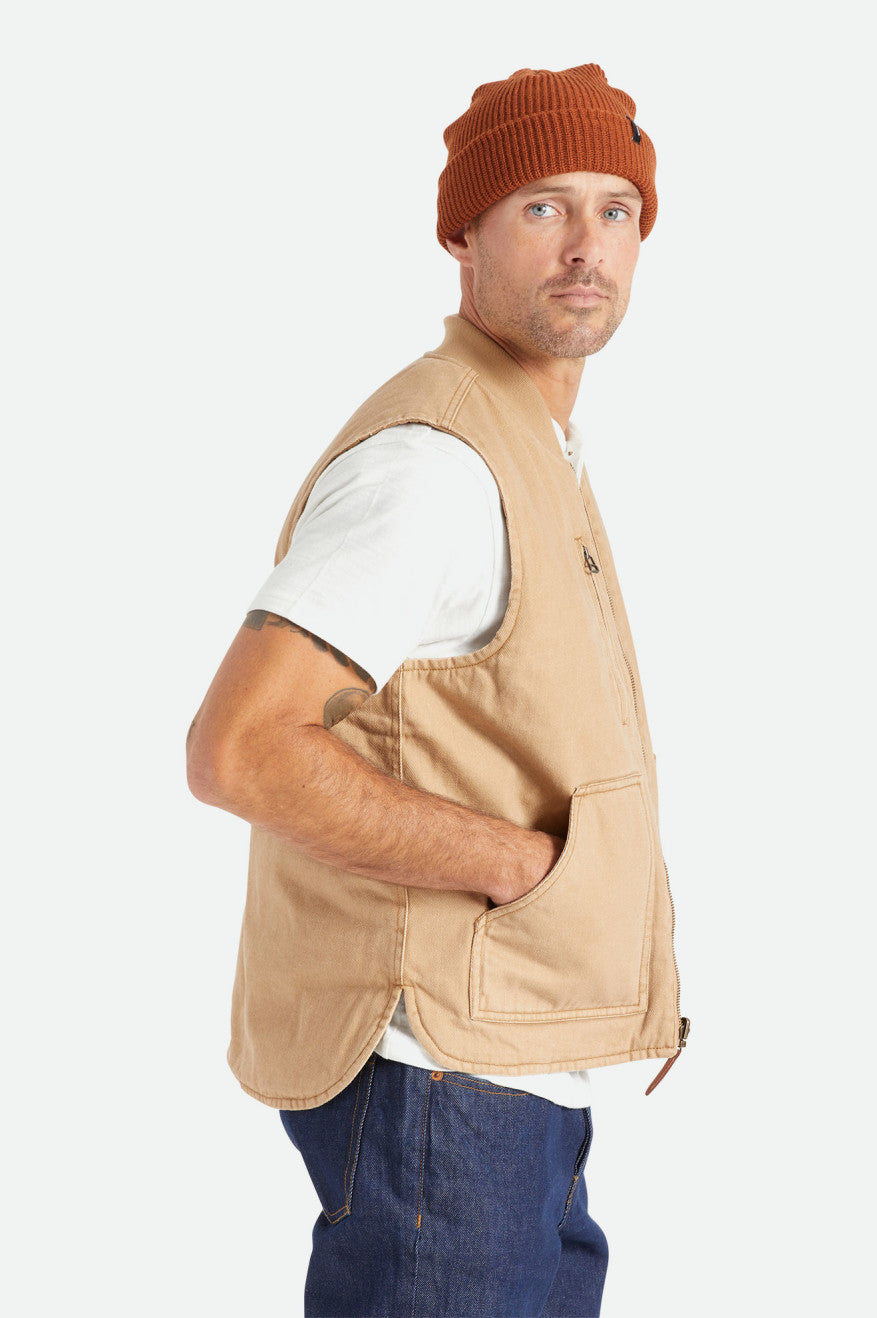 Chaquetas Brixton Abraham Reversible Vest Hombre Beige | MCOU52347