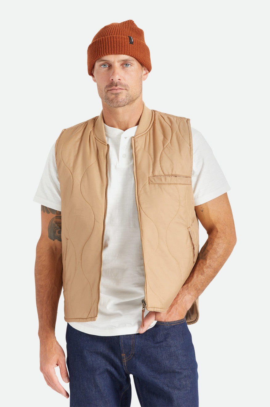 Chaquetas Brixton Abraham Reversible Vest Hombre Beige | MCOU52347