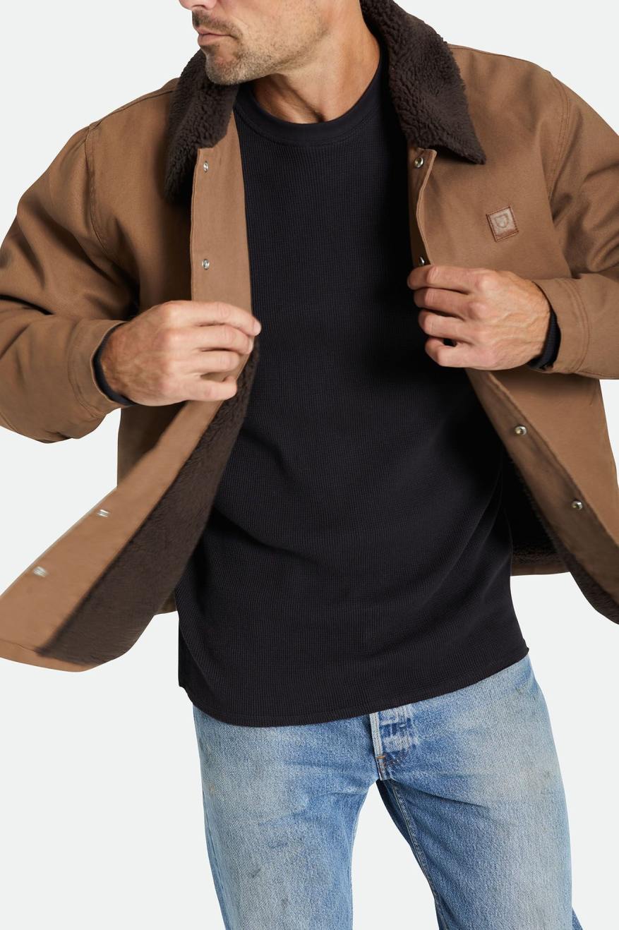 Chaquetas Brixton Beta Sherpa Forro Coaches Hombre Marrones | UPSW37682