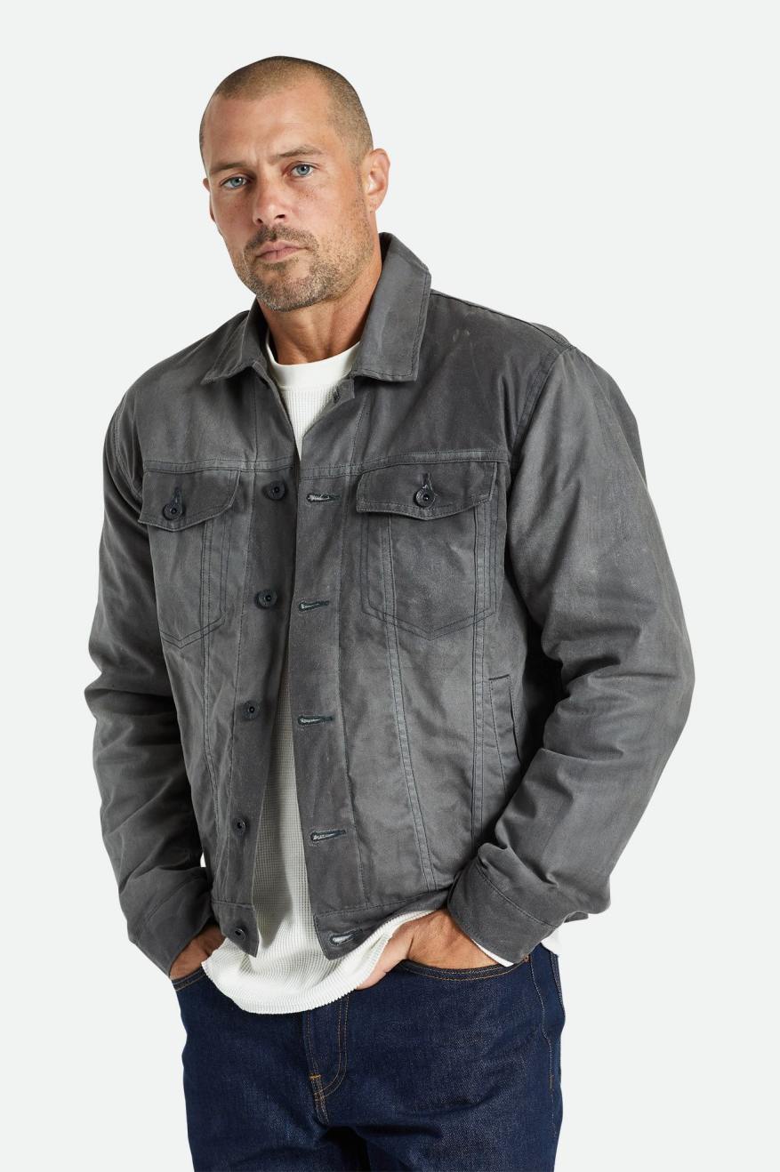 Chaquetas Brixton Cable Reserve Waxed Lona Trucker Hombre Gris | YKFO89163