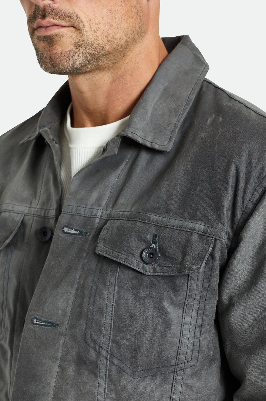 Chaquetas Brixton Cable Reserve Waxed Lona Trucker Hombre Gris | YKFO89163