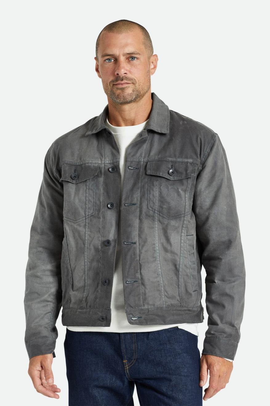 Chaquetas Brixton Cable Reserve Waxed Lona Trucker Hombre Gris | YKFO89163