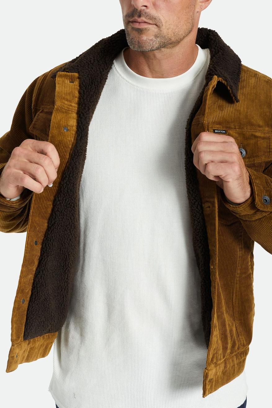 Chaquetas Brixton Cable Sherpa Forro Trucker Hombre Marrones | BOLM52136