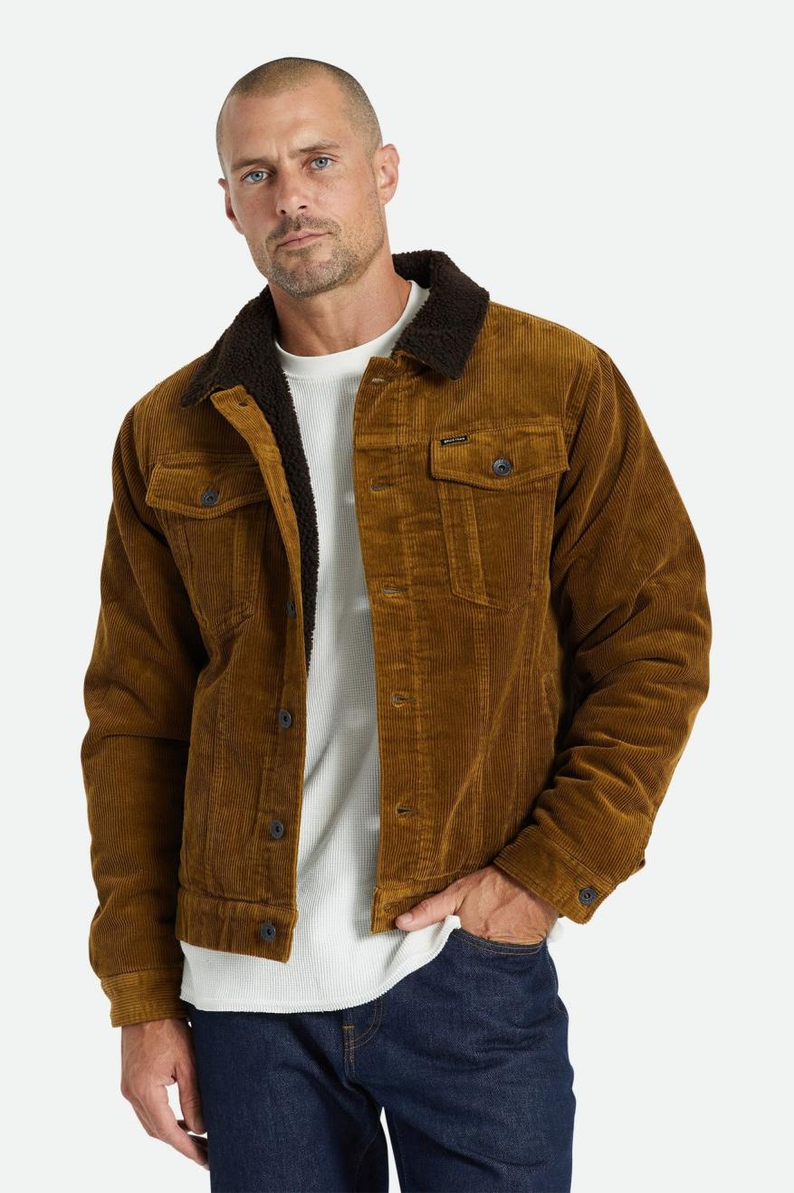 Chaquetas Brixton Cable Sherpa Forro Trucker Hombre Marrones | BOLM52136