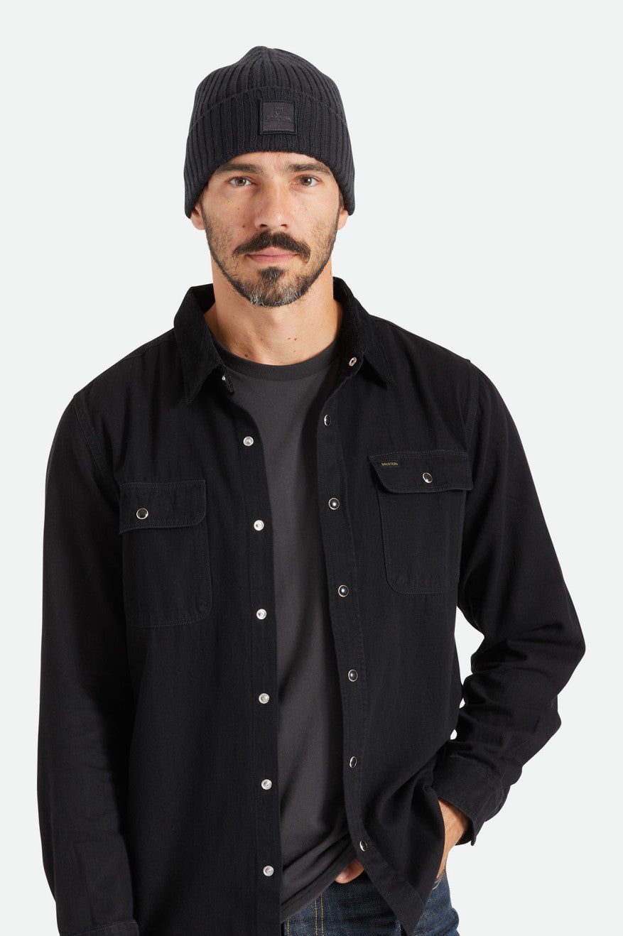 Gorros Brixton Alpha Square Merino Lana Hombre Negras | SCVH65071