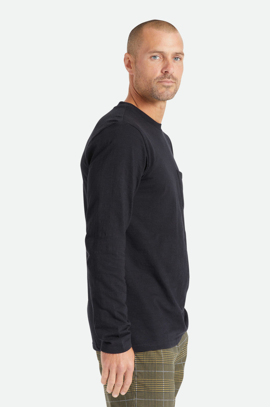 Prendas De Punto Brixton Basic Slub L/S Pocket Hombre Negras | IUHT78624