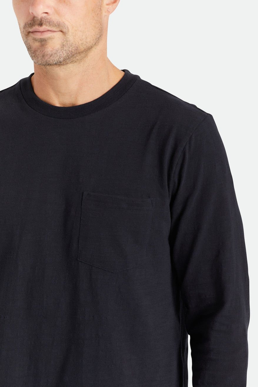 Prendas De Punto Brixton Basic Slub L/S Pocket Hombre Negras | IUHT78624