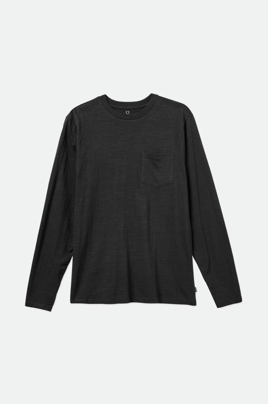 Prendas De Punto Brixton Basic Slub L/S Pocket Hombre Negras | IUHT78624