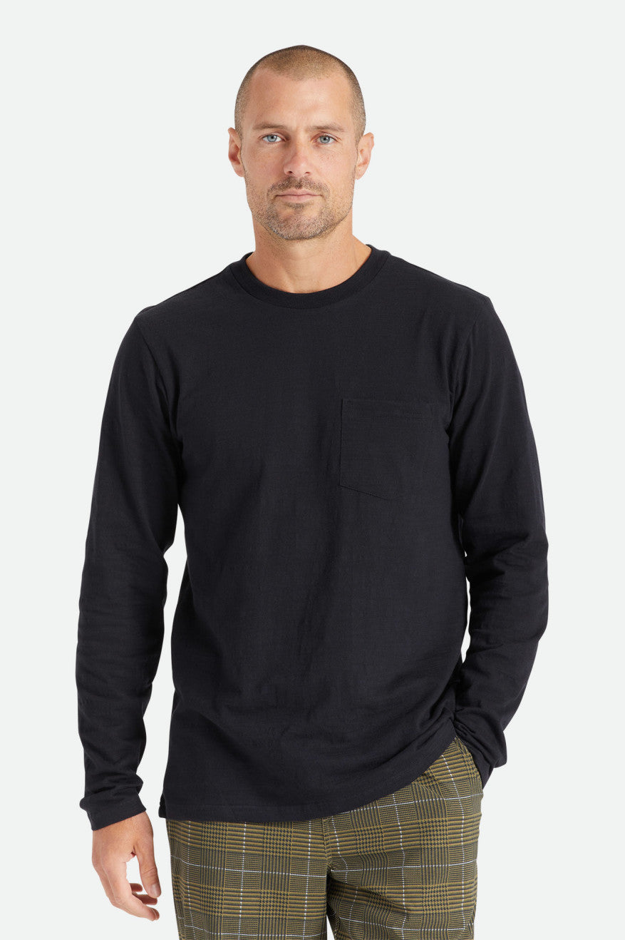 Prendas De Punto Brixton Basic Slub L/S Pocket Hombre Negras | IUHT78624