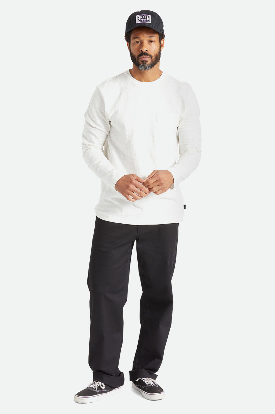 Prendas De Punto Brixton Basic Slub L/S Pocket Hombre Blancas | IVAW94326