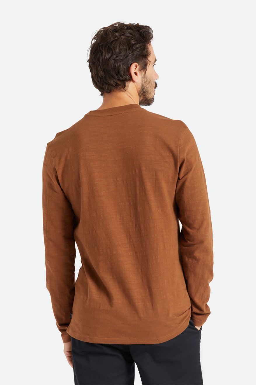 Prendas De Punto Brixton Basic Slub L/S Pocket Hombre Marrones | OVXQ43781