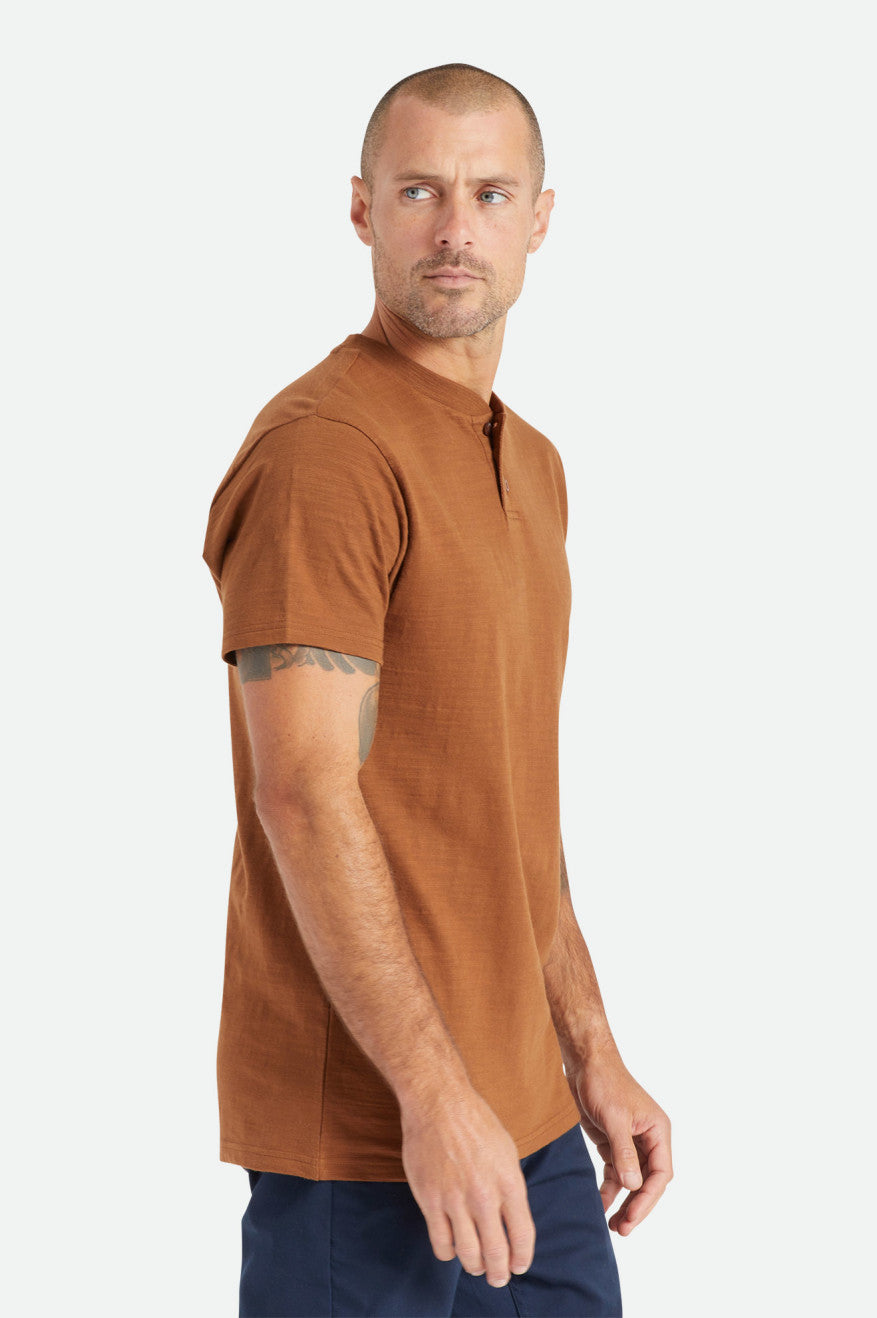 Prendas De Punto Brixton Basic Slub S/S Henley Hombre Marrones | EDPL06512