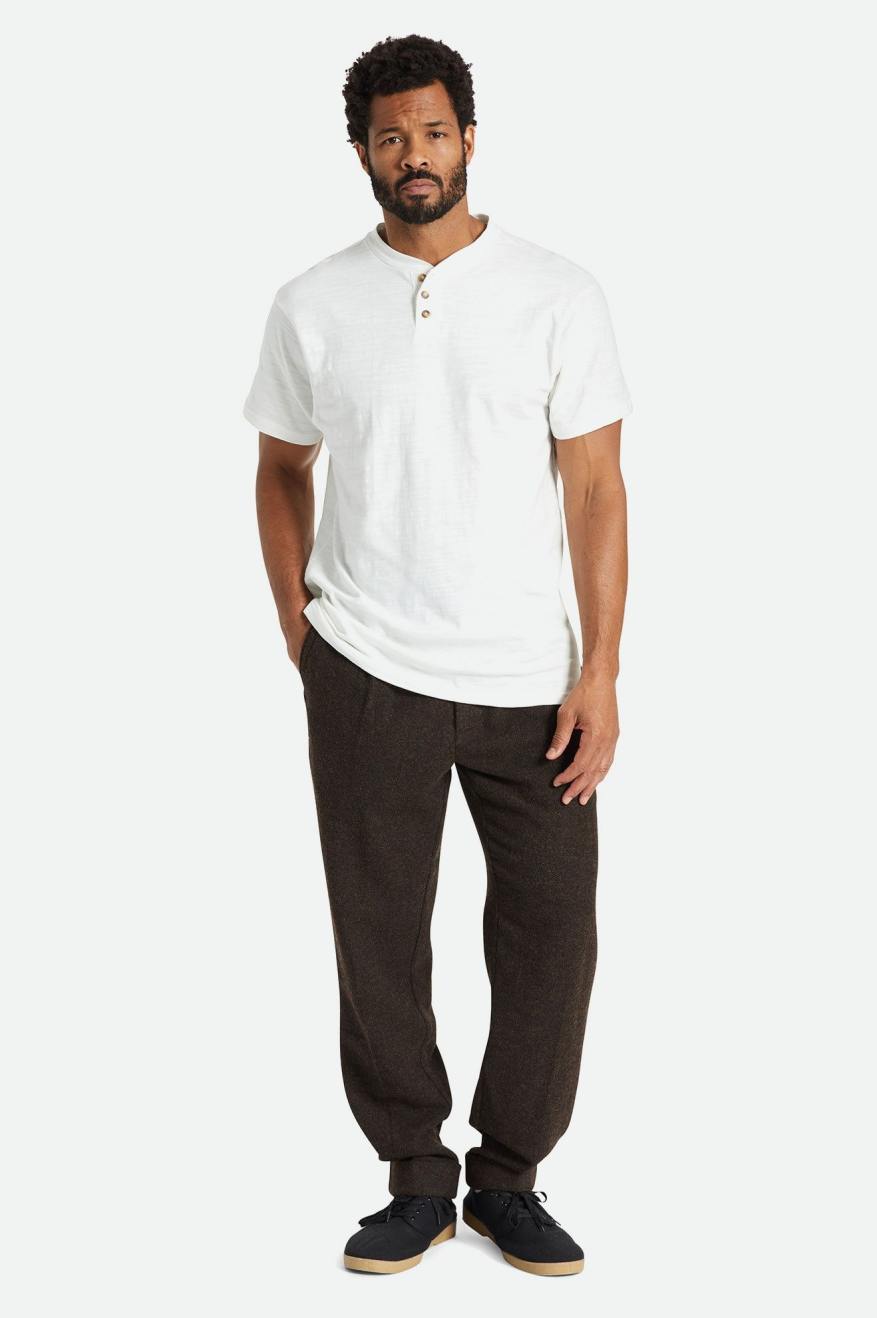 Prendas De Punto Brixton Basic Slub S/S Henley Hombre Blancas | JUAT19032