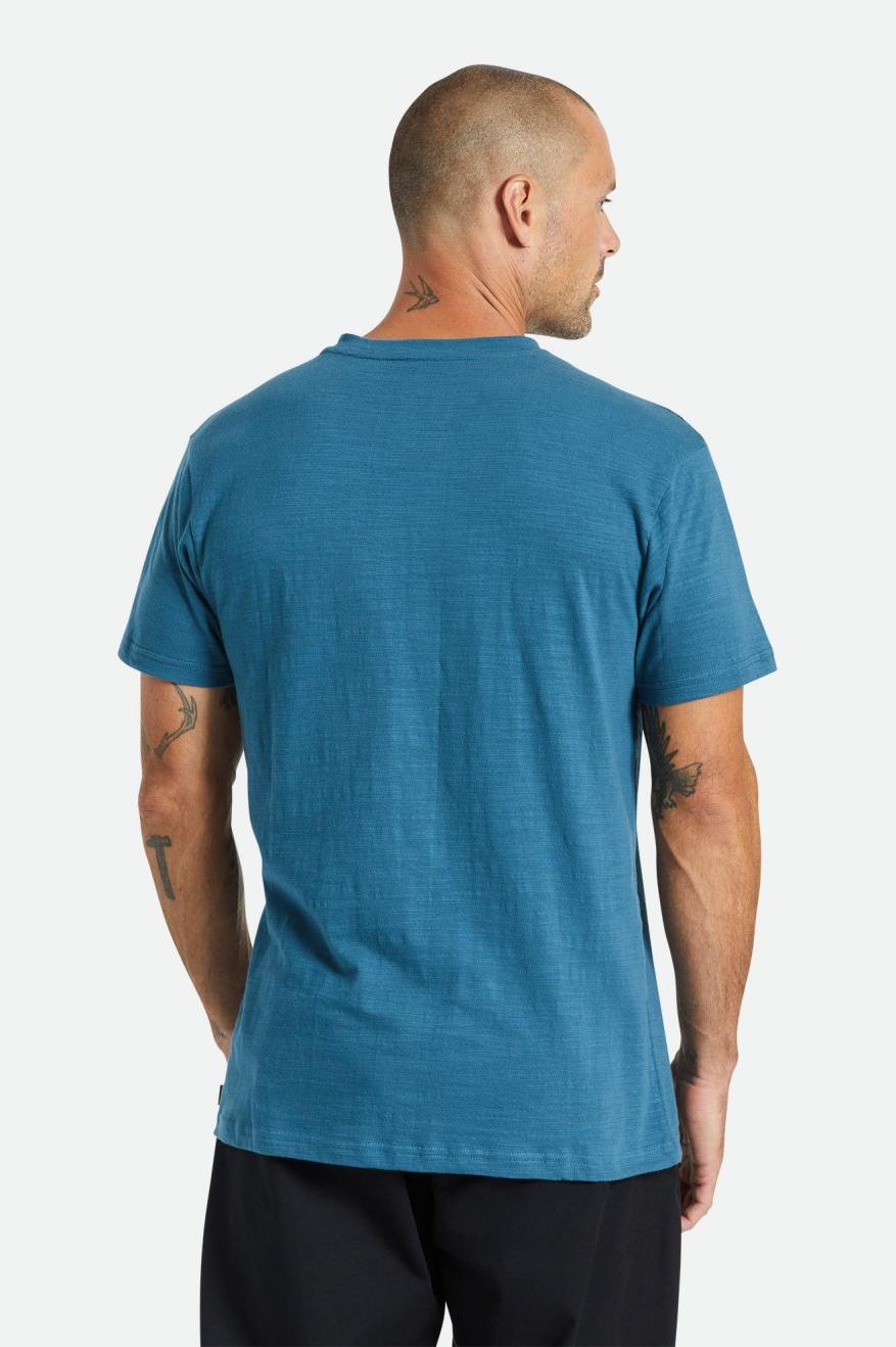 Prendas De Punto Brixton Basic Slub S/S Henley Hombre Turquesa | QZVB17650