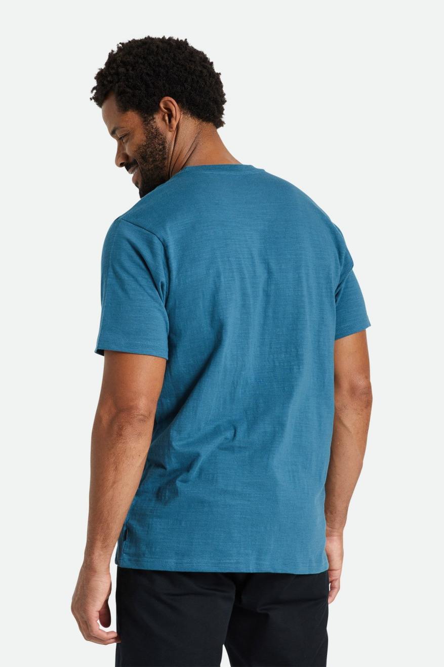 Prendas De Punto Brixton Basic Slub S/S Pocket Hombre Turquesa | YNKJ76203