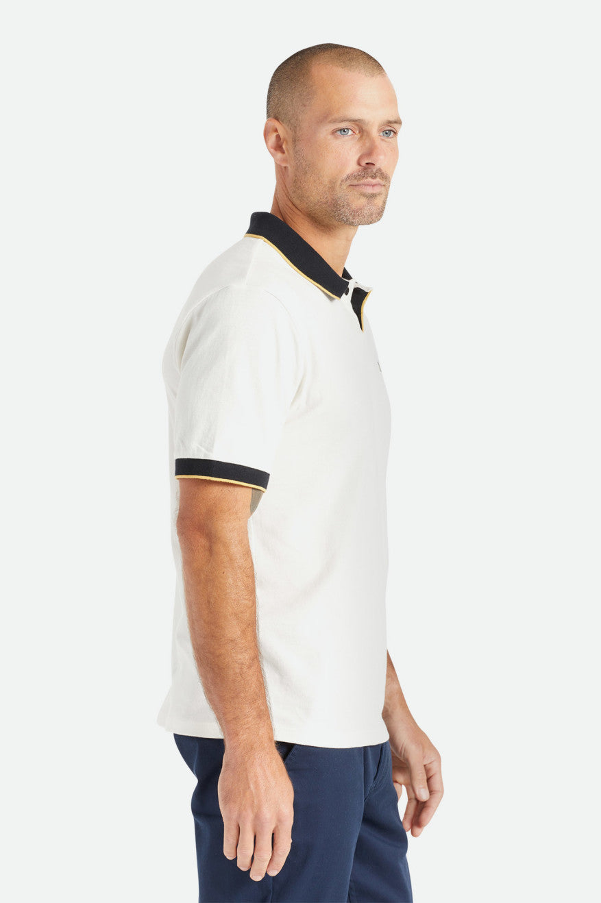 Prendas De Punto Brixton Proper S/S Polo Hombre Blancas Negras | BAJI51374