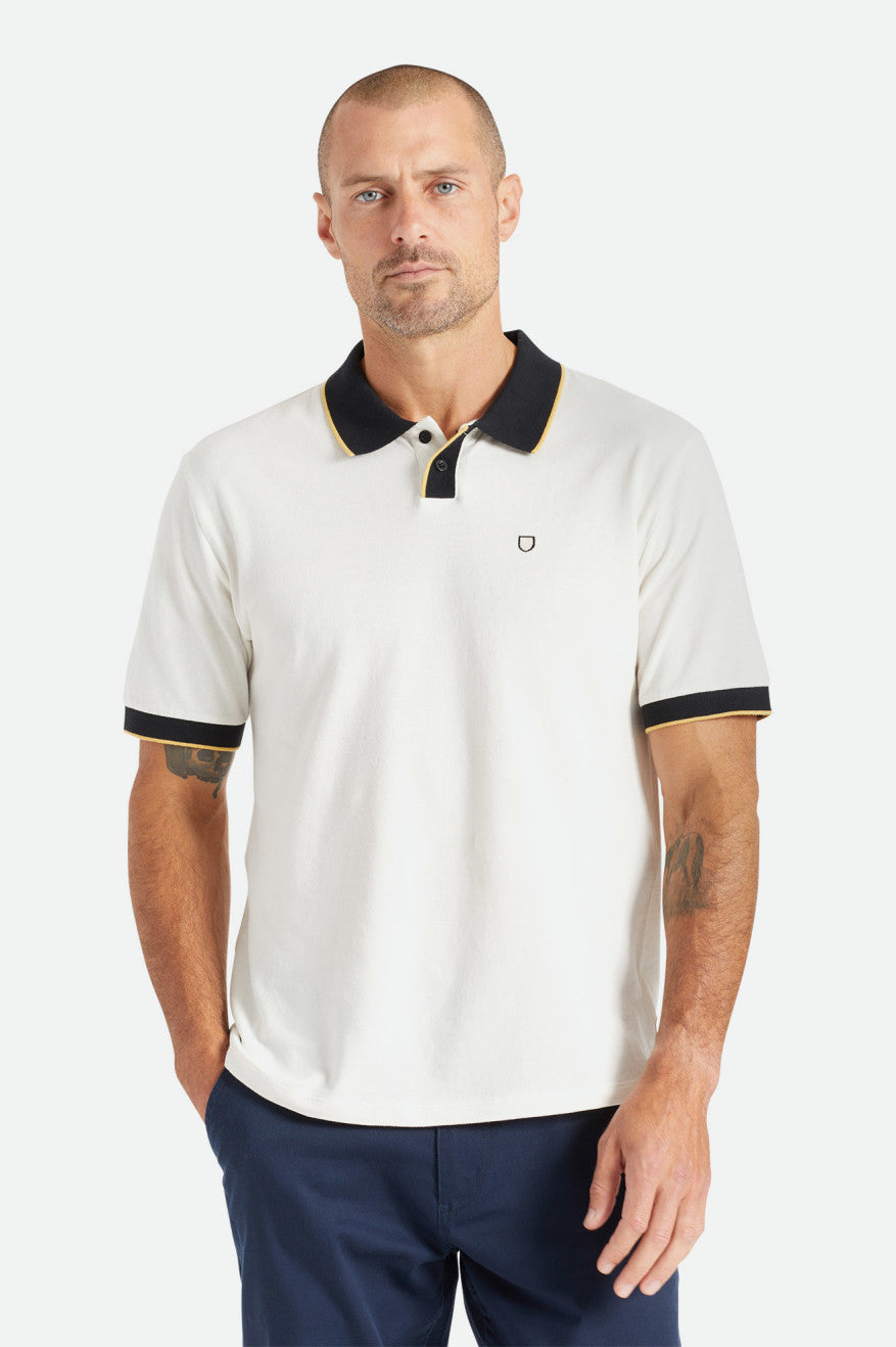 Prendas De Punto Brixton Proper S/S Polo Hombre Blancas Negras | BAJI51374