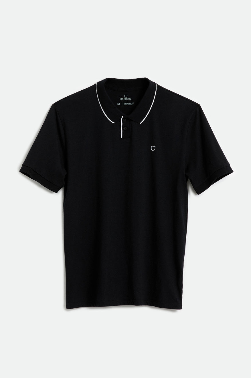 Prendas De Punto Brixton Proper S/S Polo Hombre Negras Blancas | ZVRT84301