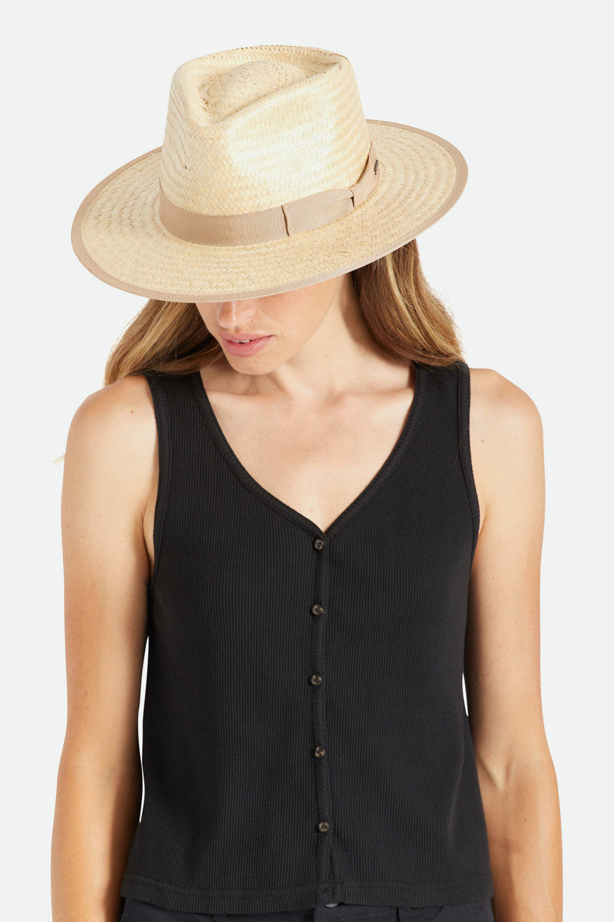 Sombreros Brixton Jo Corta Brim Palmilla Mujer Beige | QBPG01937