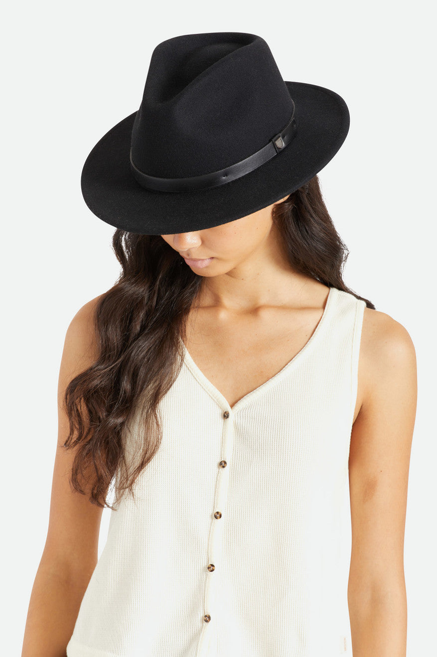 Sombreros De Fieltro Brixton Messer Fedora Mujer Negras | BZJO05843