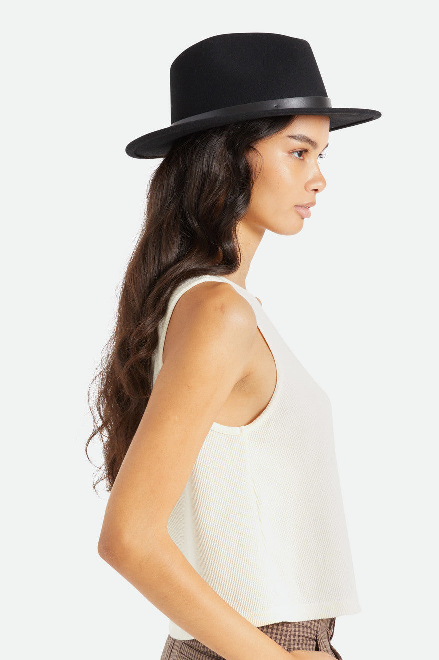 Sombreros De Fieltro Brixton Messer Fedora Mujer Negras | BZJO05843