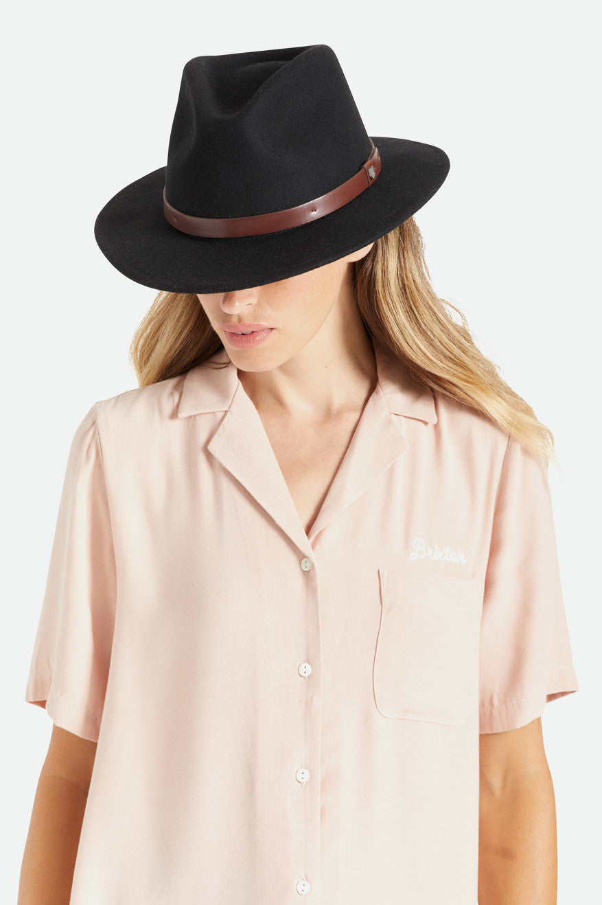 Sombreros De Fieltro Brixton Messer Fedora Mujer Negras | ZWAD80624