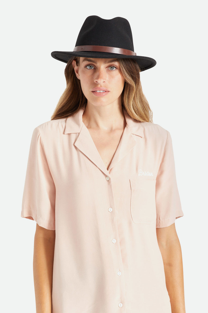 Sombreros De Fieltro Brixton Messer Fedora Mujer Negras | ZWAD80624