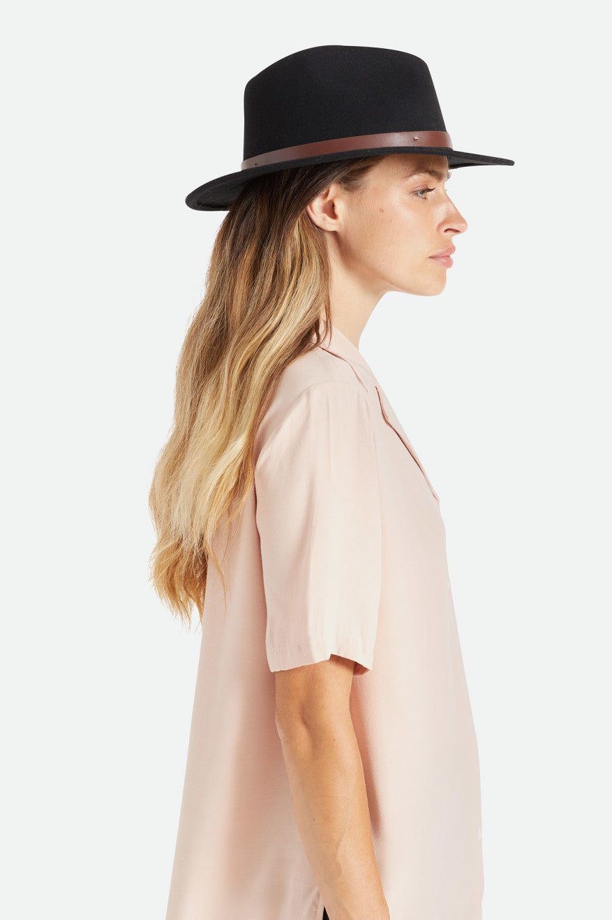 Sombreros De Fieltro Brixton Messer Fedora Mujer Negras | ZWAD80624