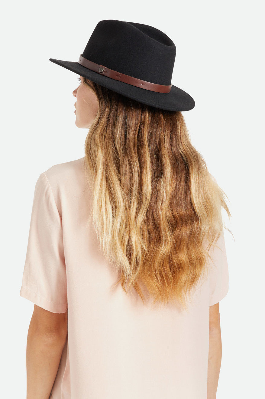 Sombreros De Fieltro Brixton Messer Fedora Mujer Negras | ZWAD80624