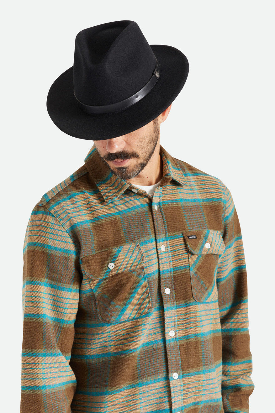 Sombreros De Fieltro Brixton Messer Hombre Negras | JEDF21307