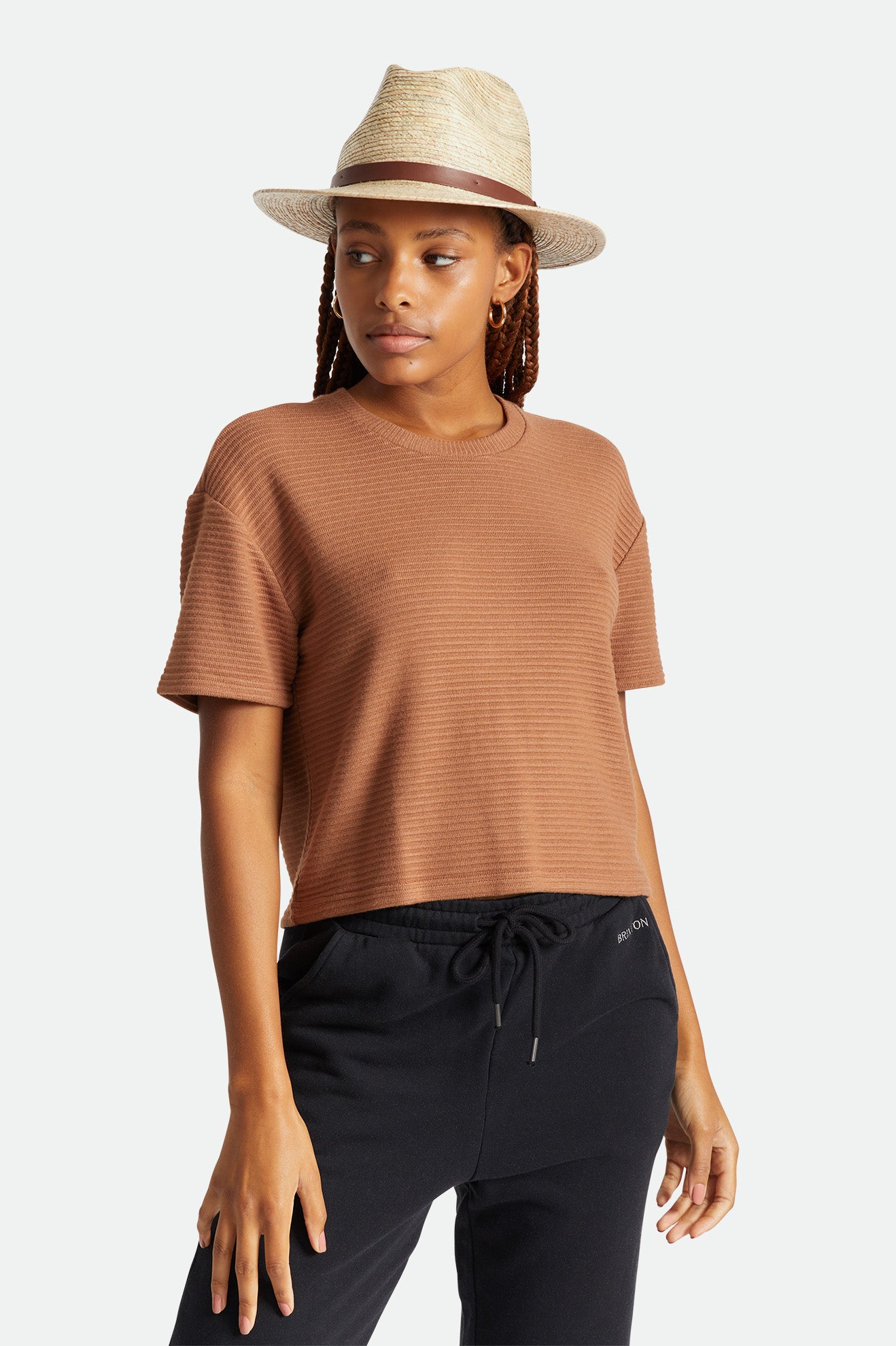 Sombreros De Fieltro Brixton Messer Straw Fedora Mujer Beige | KEPF54809