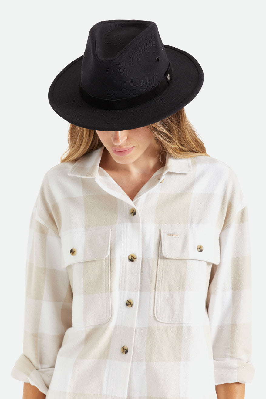 Sombreros De Fieltro Brixton Messer Utility Adventure Fedora Mujer Negras | YLPT07631