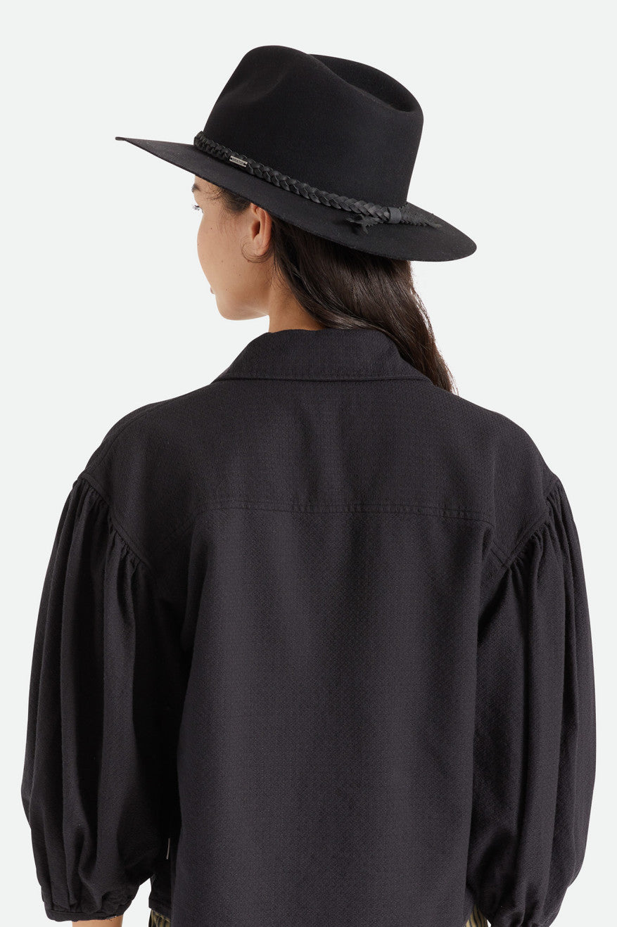 Sombreros De Fieltro Brixton Messer Western Fedora Mujer Negras | JHNS46910