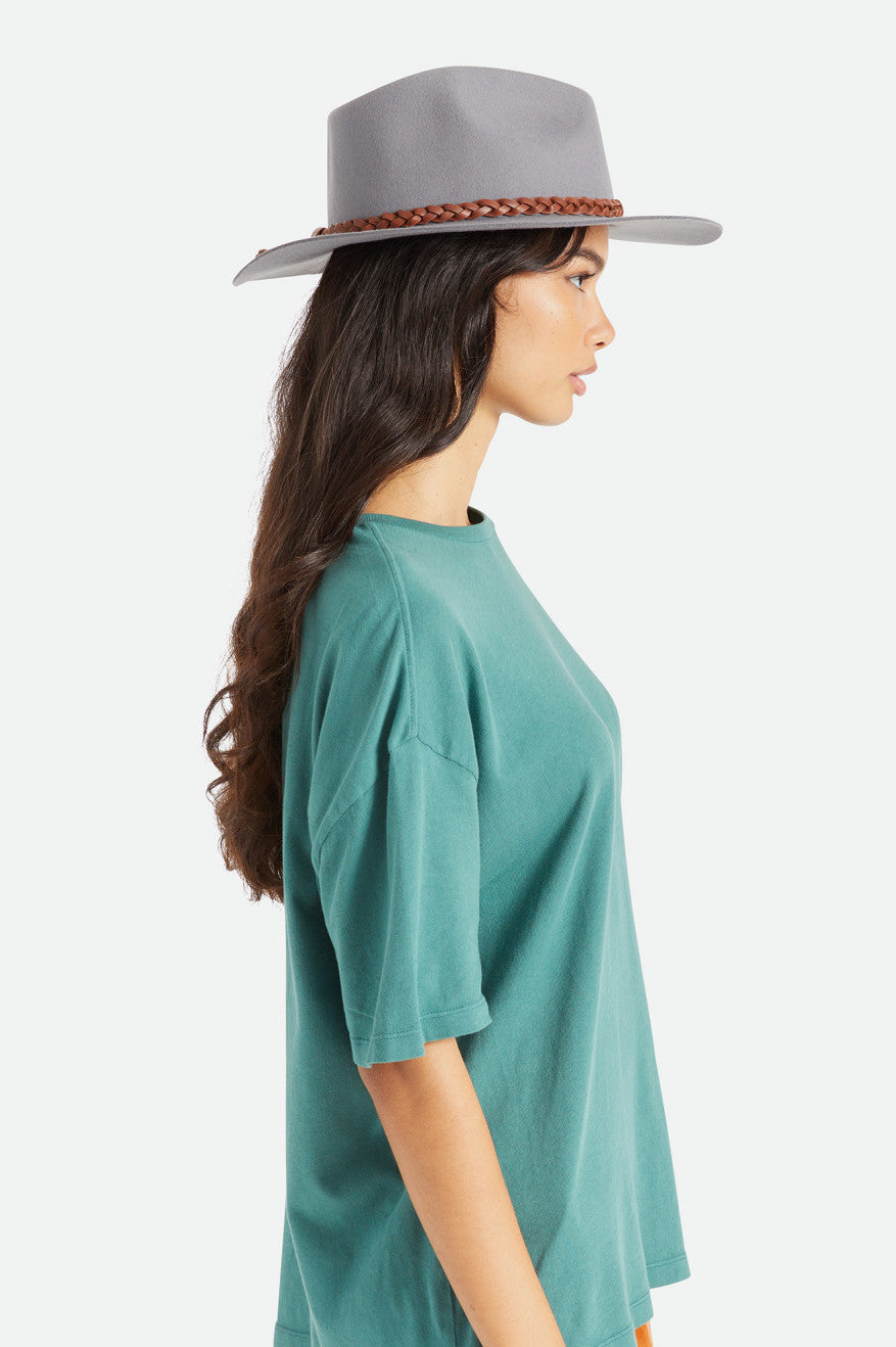 Sombreros De Fieltro Brixton Messer Western Fedora Mujer Gris | YMBG68259