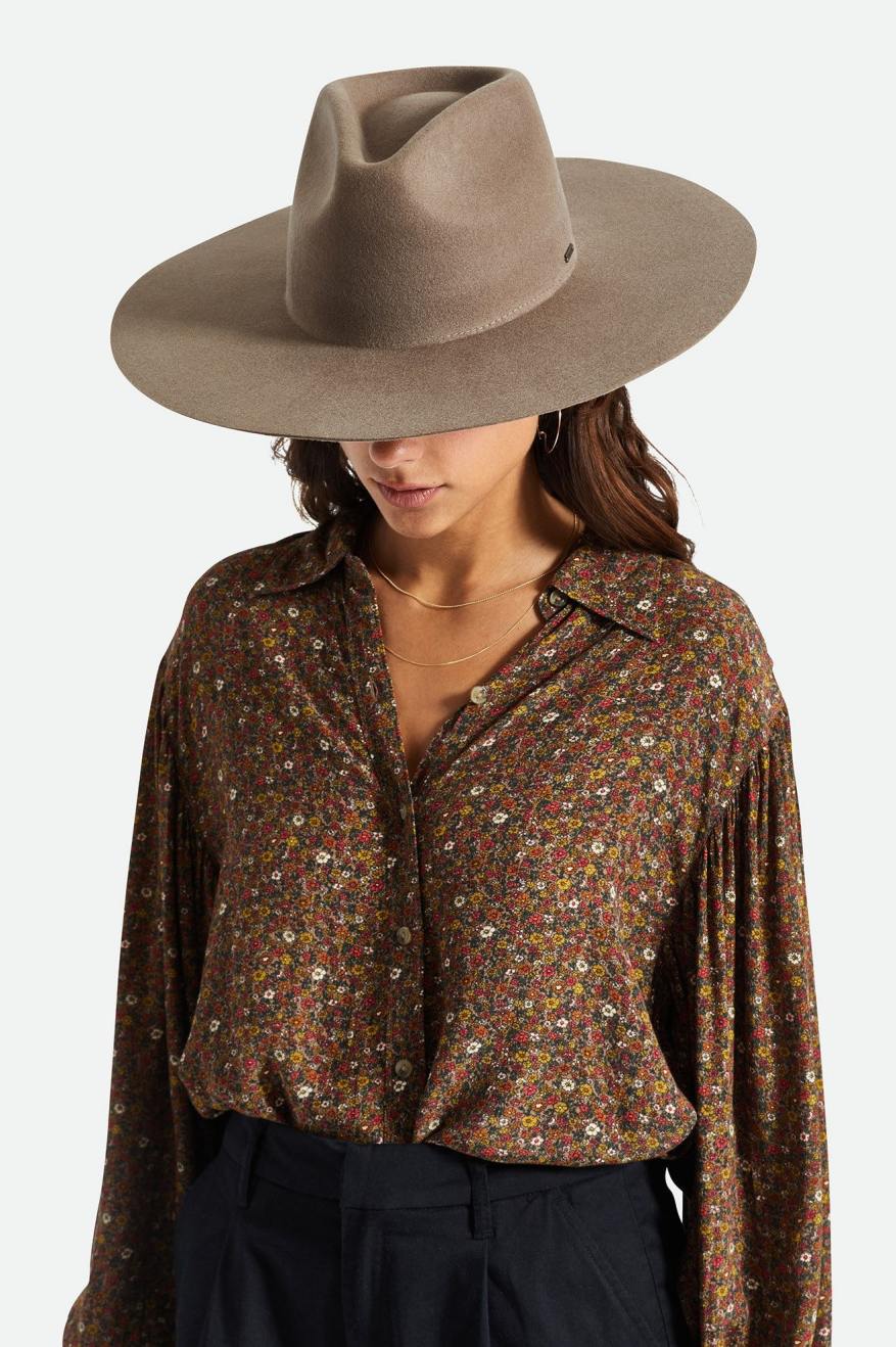 Sombreros De Fieltro Brixton Primrose Felt Fedora Mujer Gris | GKIW70196