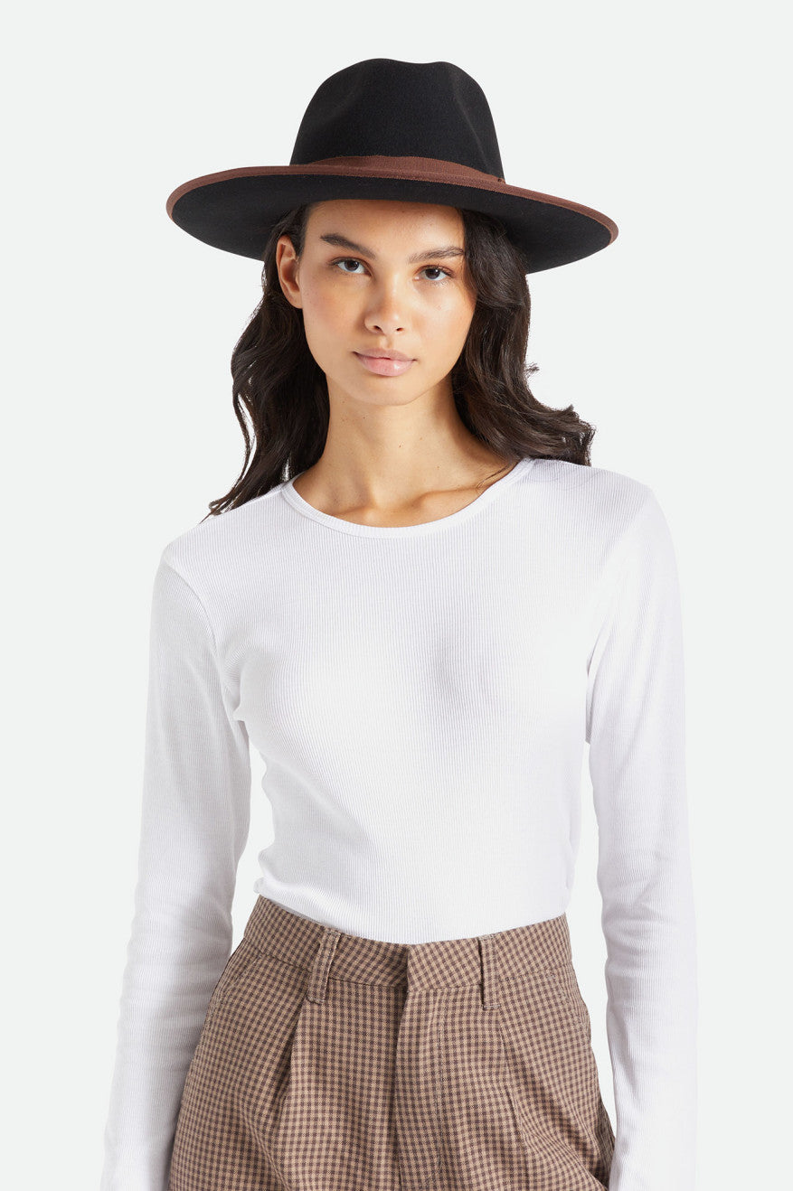 Sombreros De Fieltro Brixton Reno Fedora Mujer Negras Marrones | PKZL64209