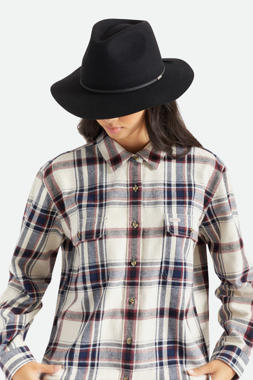 Sombreros De Fieltro Brixton Wesley Fedora Mujer Negras | LPRA14907