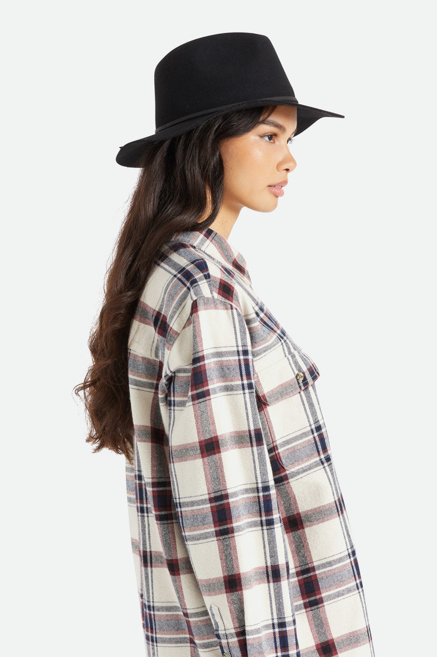 Sombreros De Fieltro Brixton Wesley Fedora Mujer Negras | LPRA14907