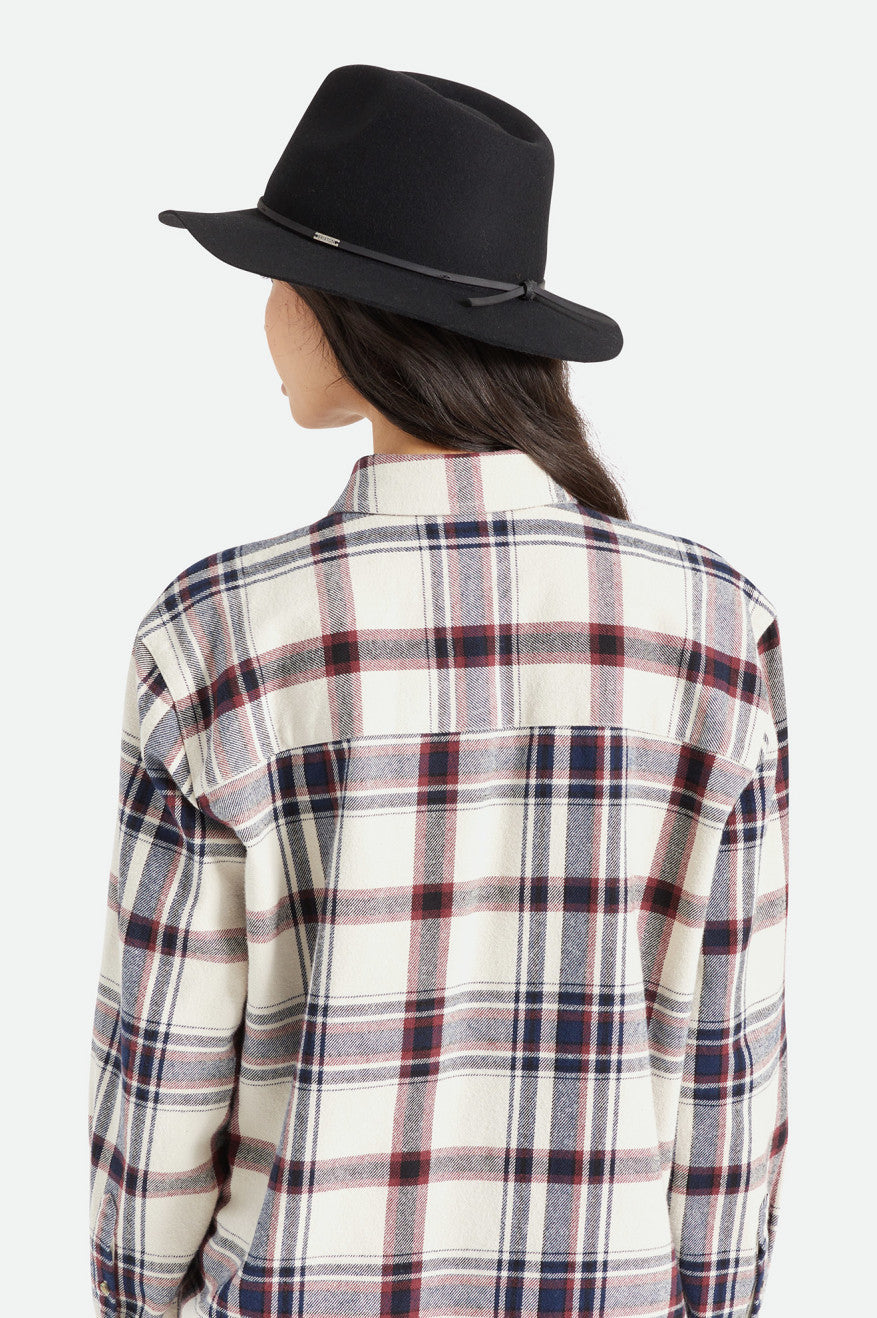 Sombreros De Fieltro Brixton Wesley Fedora Mujer Negras | LPRA14907