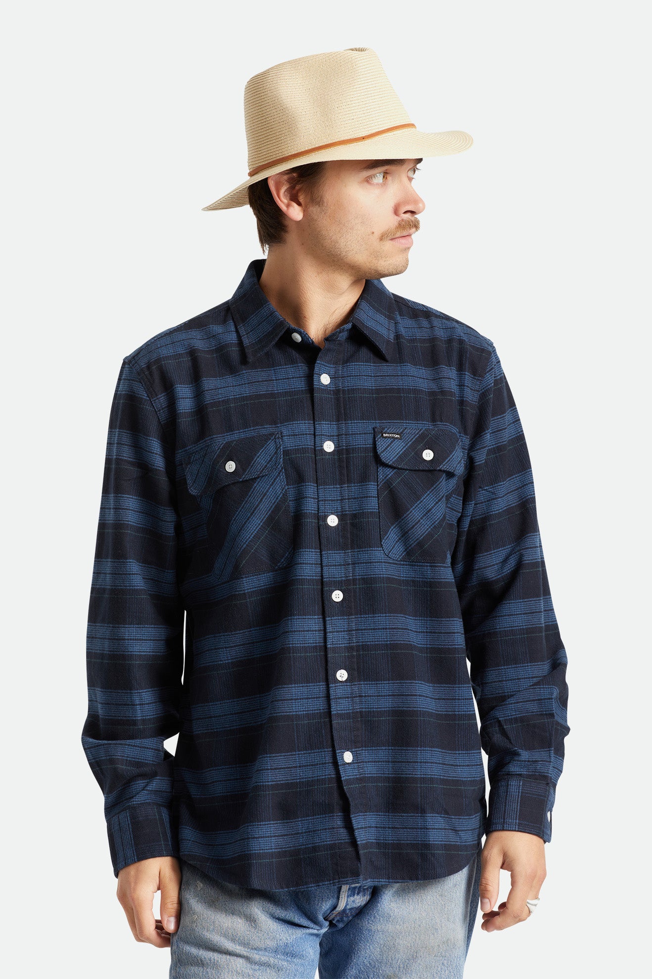 Sombreros De Fieltro Brixton Wesley Straw Packable Hombre Marrones | IYXU41079