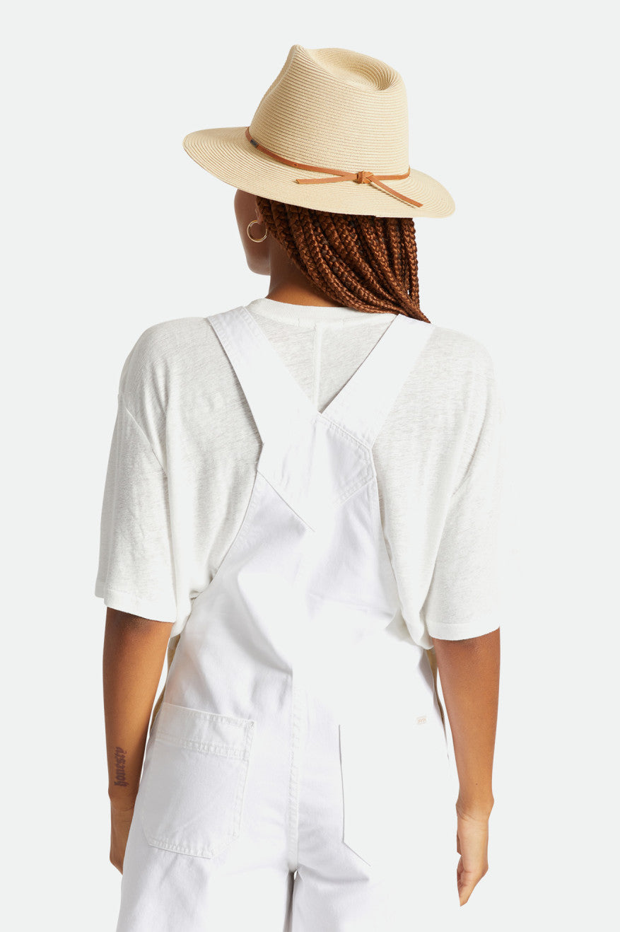 Sombreros De Fieltro Brixton Wesley Straw Packable Fedora Mujer Marrones | LGWS16285