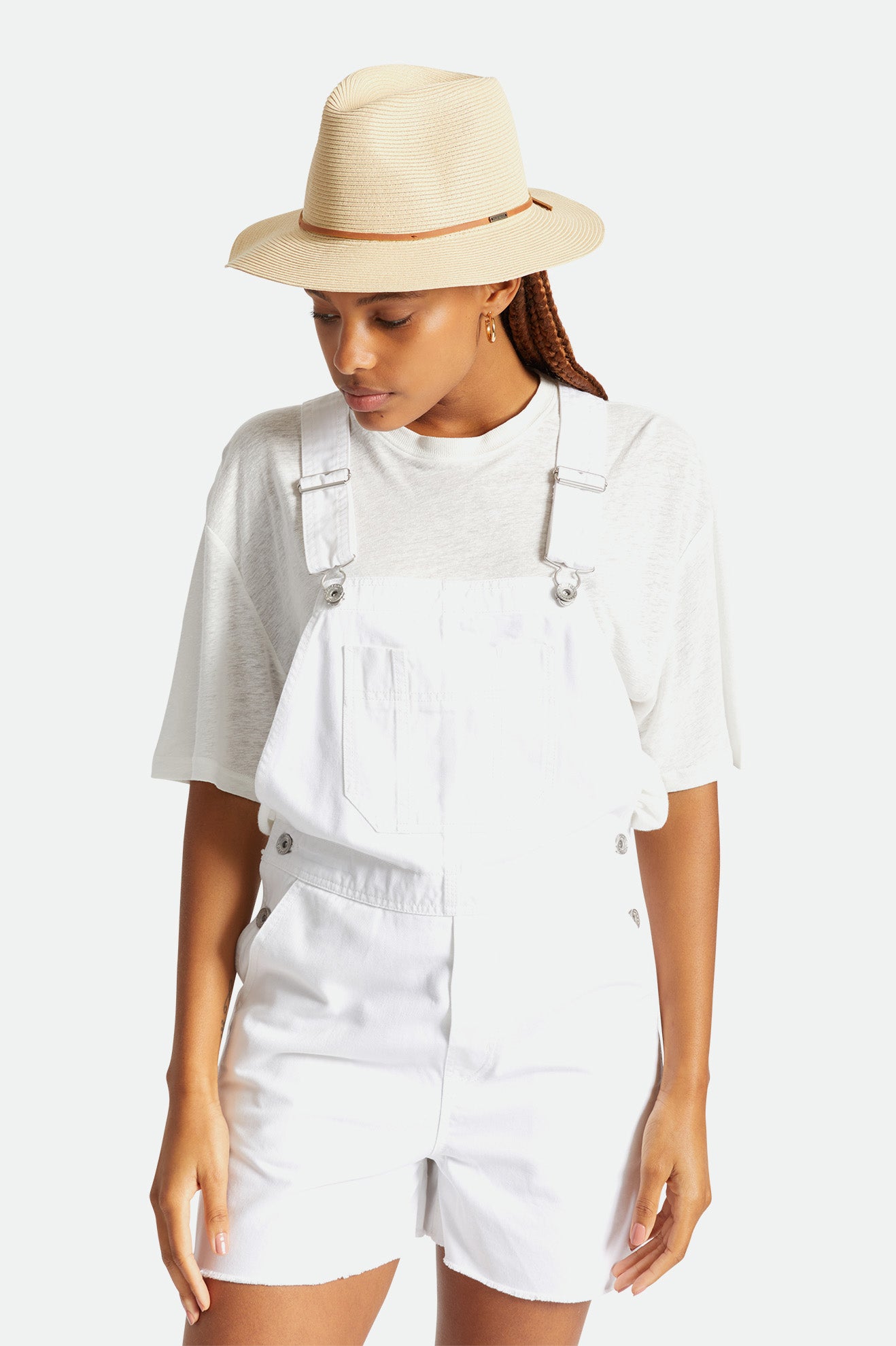 Sombreros De Fieltro Brixton Wesley Straw Packable Fedora Mujer Marrones | LGWS16285