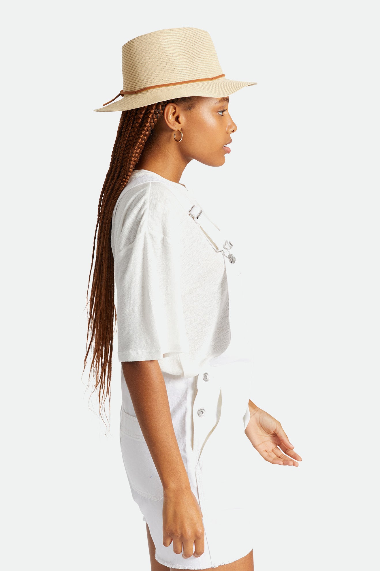 Sombreros De Fieltro Brixton Wesley Straw Packable Fedora Mujer Marrones | LGWS16285