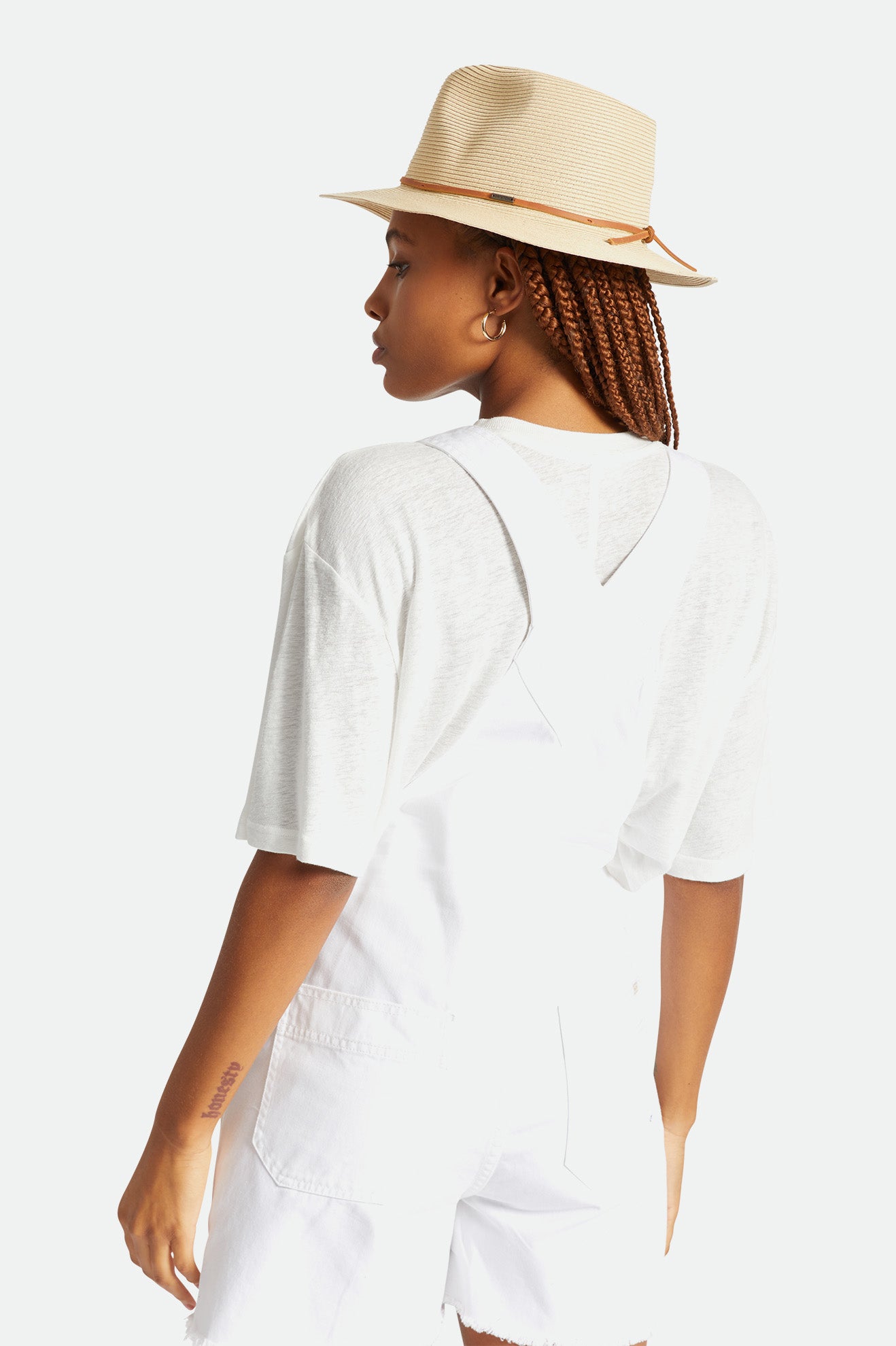 Sombreros De Fieltro Brixton Wesley Straw Packable Fedora Mujer Marrones | LGWS16285