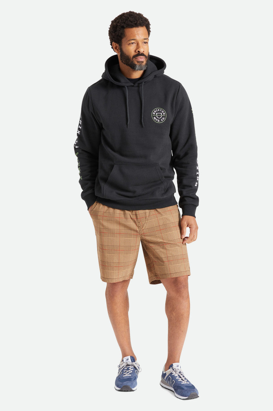 Sudadera Con Capucha Brixton Crest Hombre Negras Verde Blancas | NQPY38627